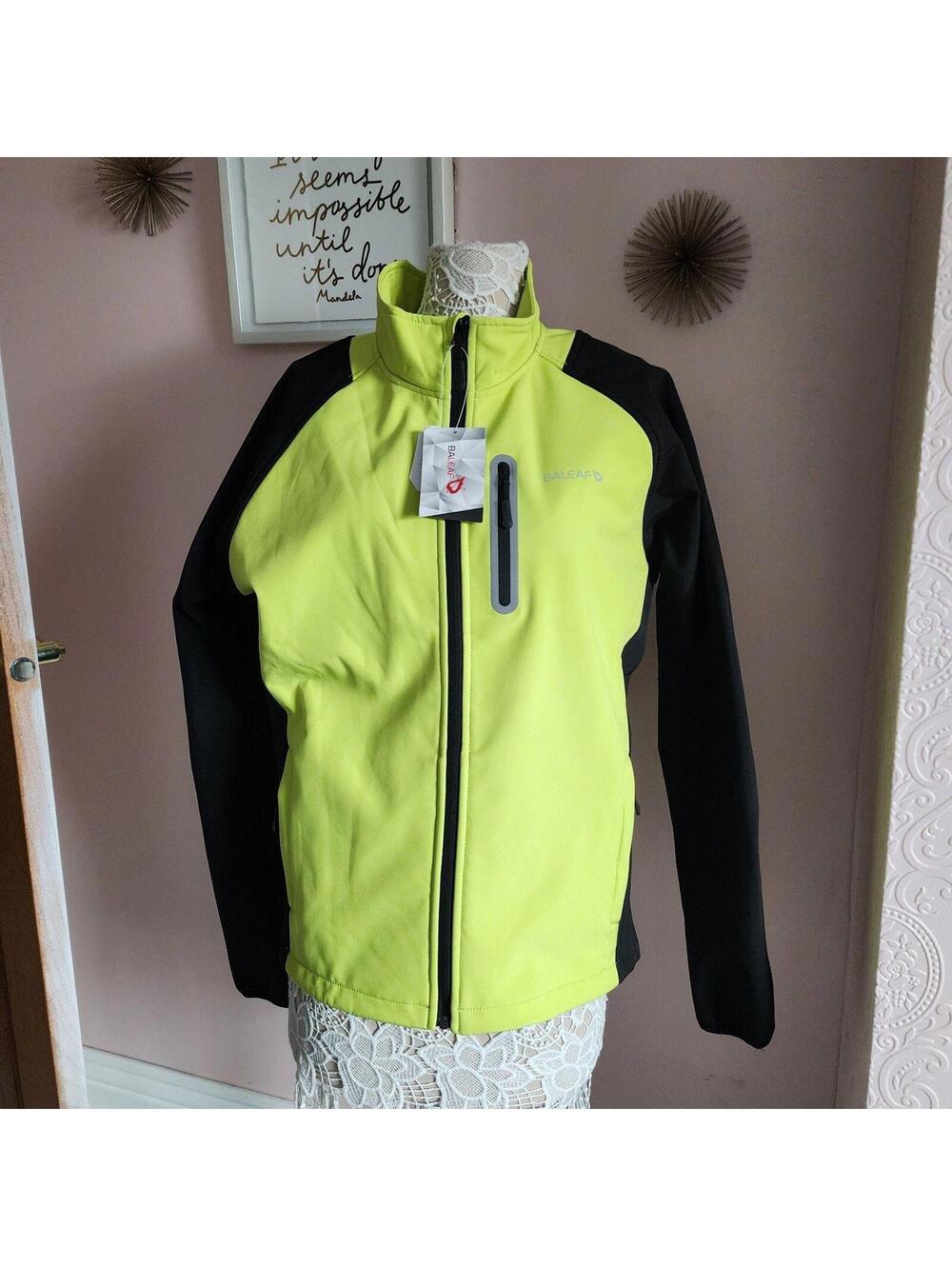NWT BALEAF Men’s Yellow Black Softshell Cycling Running Jacket L